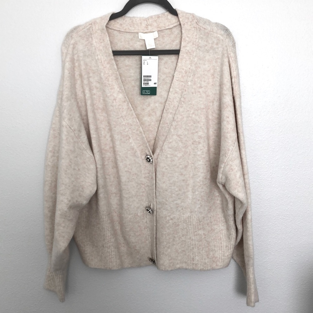 NWT H&M Cream cardigan with rhinestone buttons